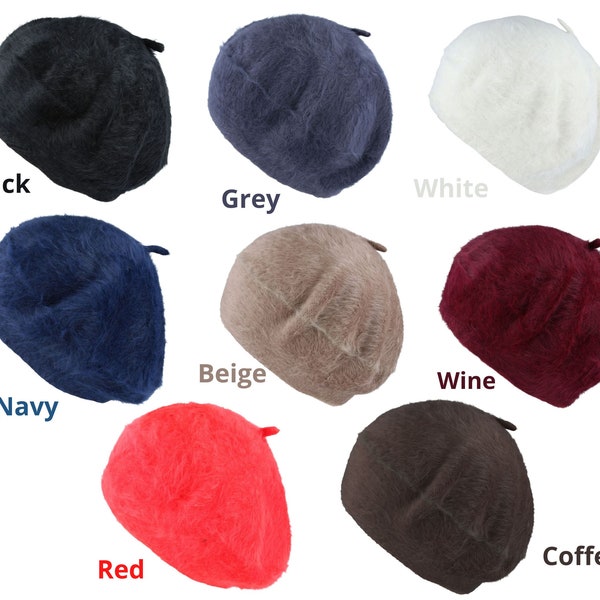 Chapeau béret angora, chapeau béret de style vintage des années 1920, béret pour femme, béret angora pour femme, béret angora pour femme, béret chaud et confortable