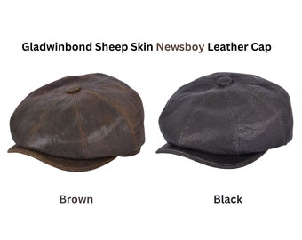 Gladwinbond Sheep Skin Newsboy Leather Cap: Handcrafted Elegance in 100% Sheepskin Leather, Genuine Sheepskin Luxury Handcrafted , Sizes S-X