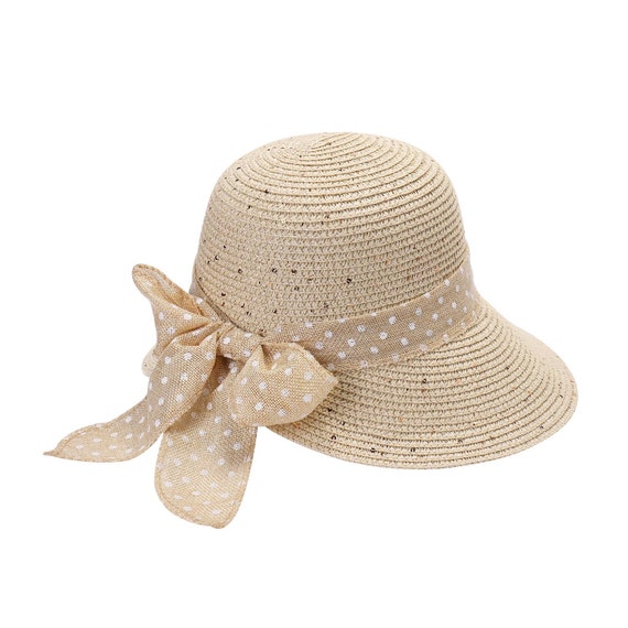 Stylish and Protective: Ladies Crushable Straw Sun Hats With Bow Women's  Split Brim Summer Cloche Hat for Sun Protection, Cloth Band Bow -   Canada