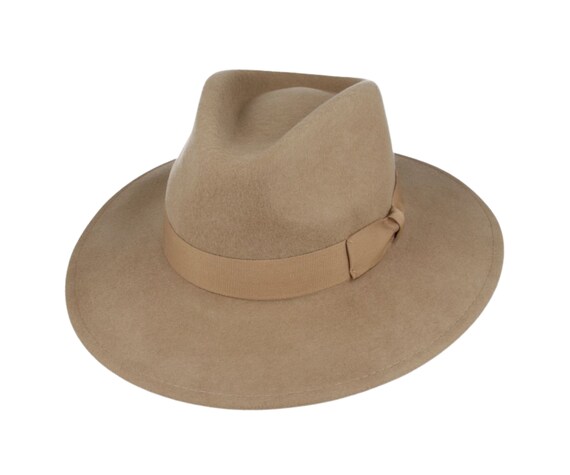 Wide Brim Felt Hat in Camel