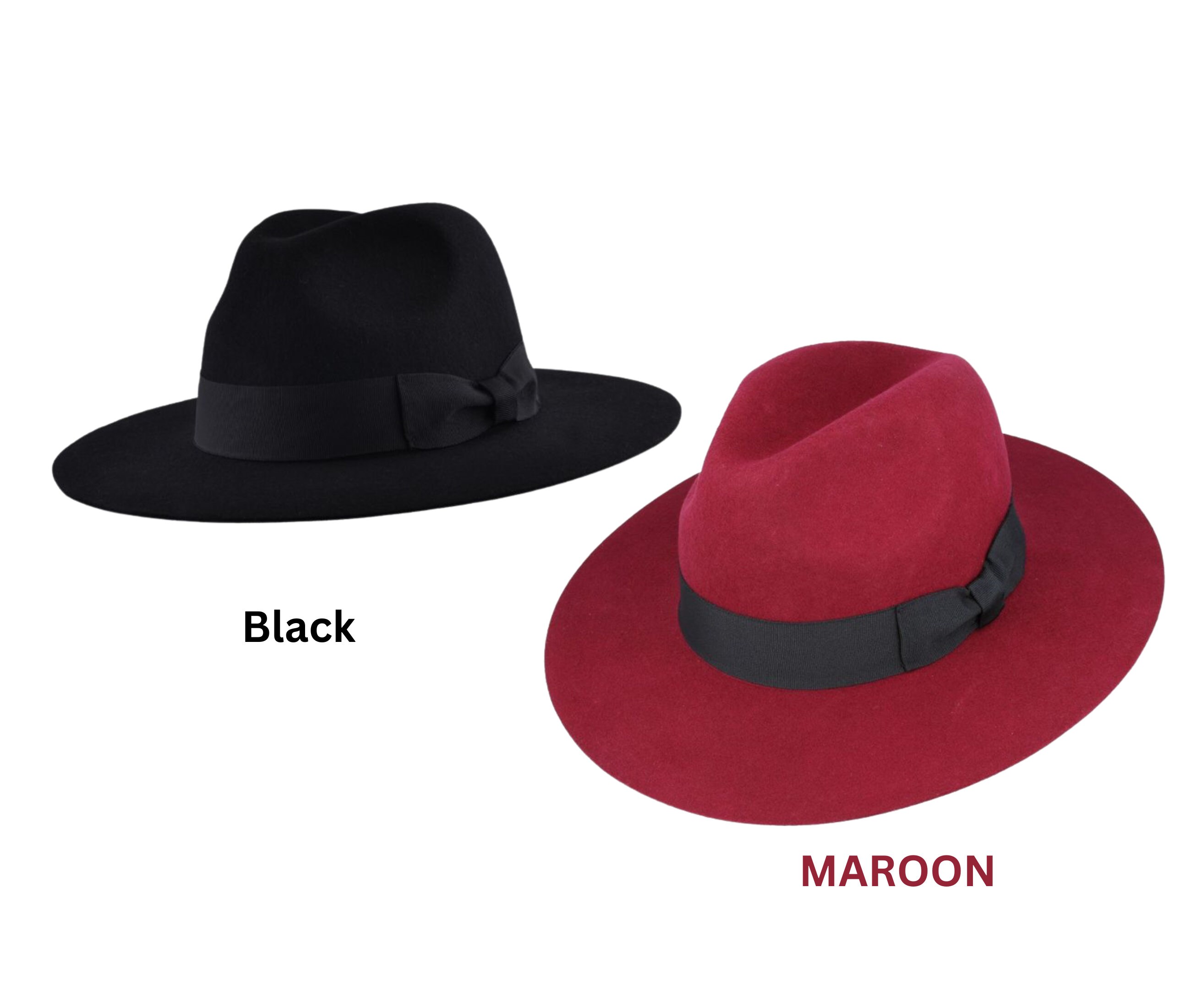 Wool Felt Fedora Hat Gladwin Bond Wide Flat Brim Wool Fedora Hat