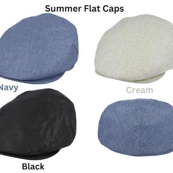 Summer Flat Caps, Classic Style Flat Cap, Black Flat Cap, Cream Flat Cap, Cream Flat Cap, Classic Navy Flat Cap