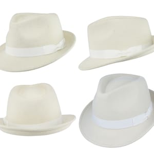 Wool Trilby Hat, Crushable Wool Trilby Hat, Wool Felt Fedora Hat, Unisex Trilby Hat, Classic Wool Felt Trilby Hat, 100% Wool Trilby Hat White