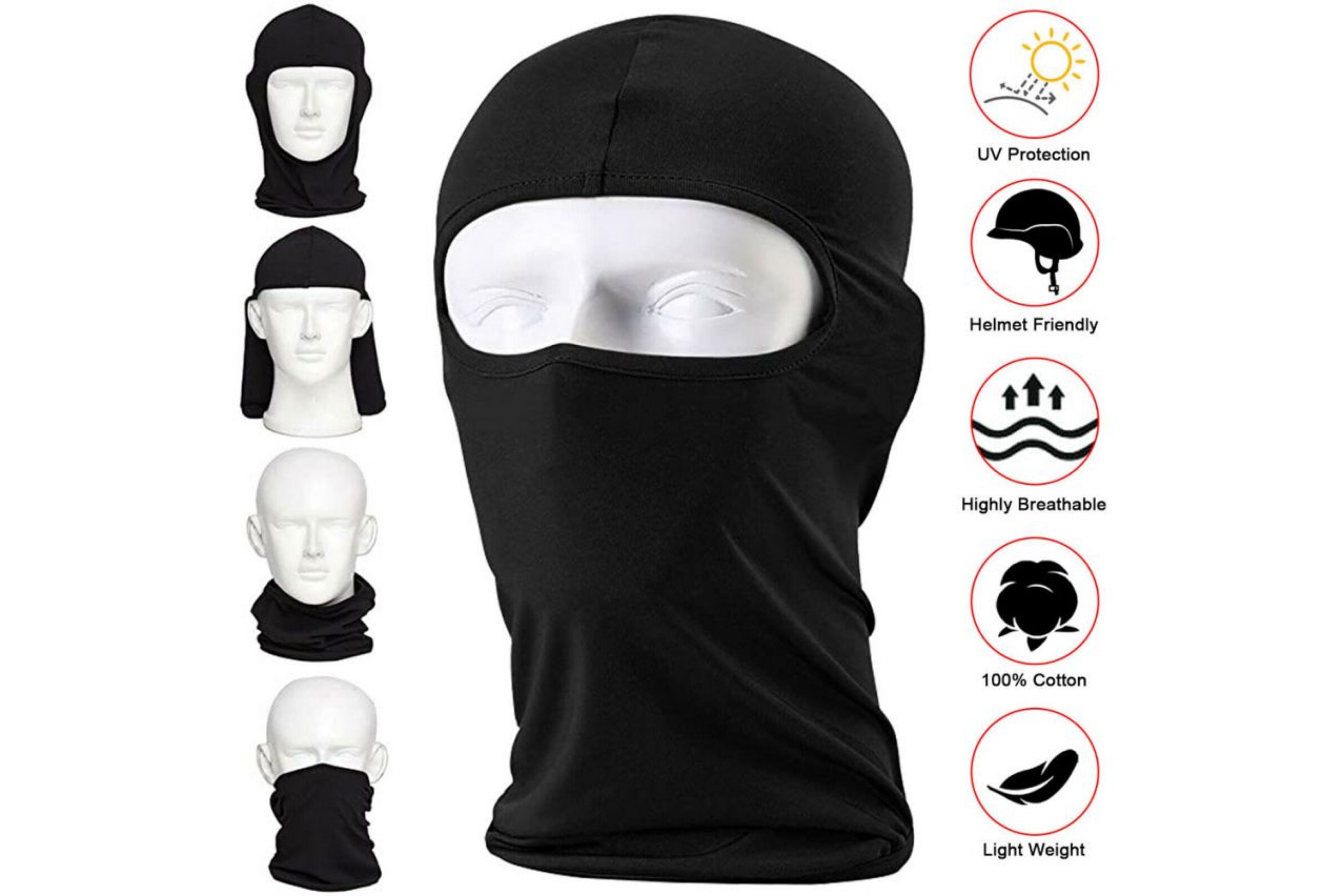 Masque de cagoule pour homme Anti-uv Sunshade Tactical Light Ski Moto  Running And Riding Mask (blanc)