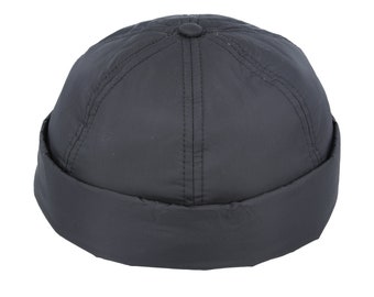 Nylon waterproof brimless docker hat with rolled cuff