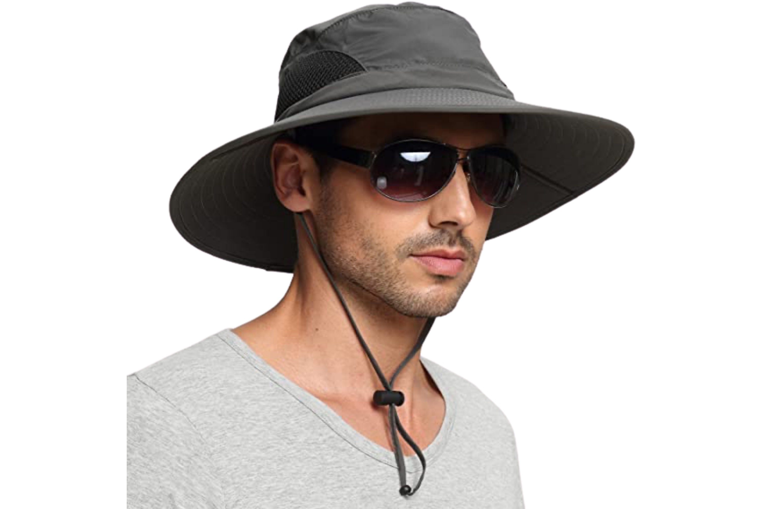 Unisex Safari Lightweight Wide Brim Mesh Bucket Hat, Custom Mesh