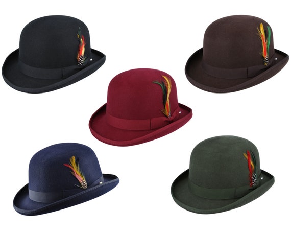 Hard Wool Felt Bowler Hat Men Women 