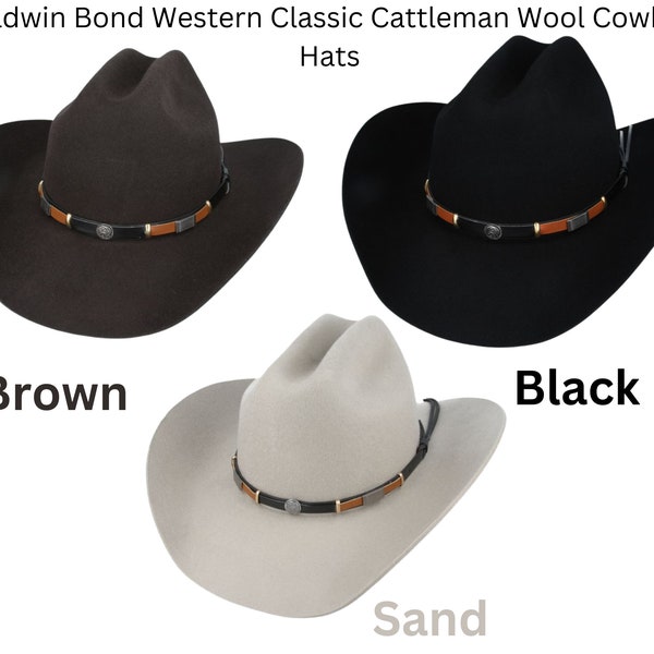 Chapeau de cowboy en feutre de laine, Gladwin Bond Western Classic Cattleman Wool Cowboy Hat, Western Classic Cattleman Wool Cowboy Hat, Brown Cowboy Hat