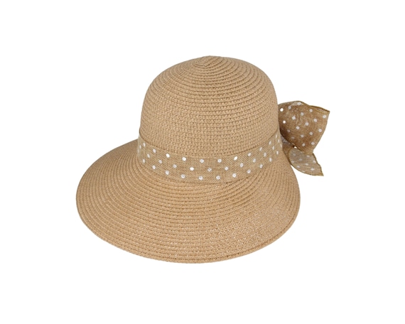 Ladies Crushable Straw Sun Hats With Bow, Women Split Brim Summer