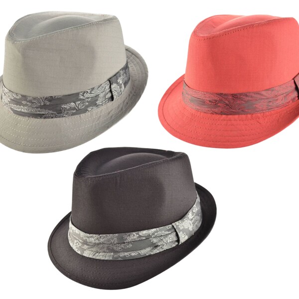 Chapeau trilby d'été unisexe : chapeau de plage élégant avec ruban, couronne en forme de larme, conception légère et protection solaire pour hommes et femmes