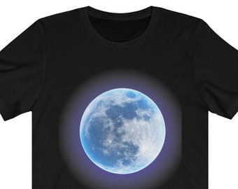 Mens Blue Full Moon T-shirt: Space Graphic Tee - Etsy UK