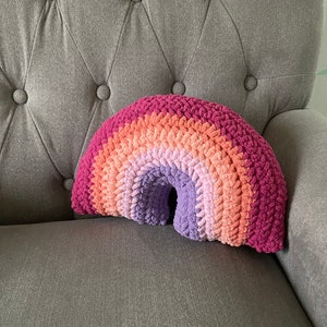 Crochet Rainbow Pillow - Valentines Cushion Stuffie Stuffy Toy