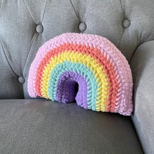 Crochet Rainbow Pillow - Pastel Eggs Cushion Stuffy Stuffie Toy