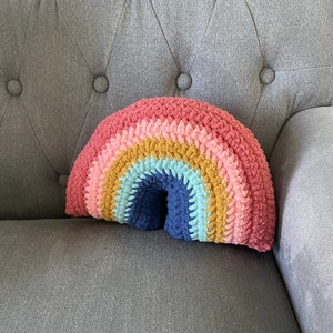 Crochet Rainbow Pillow - Whimsy Cushion Stuffy Stuffie Toy