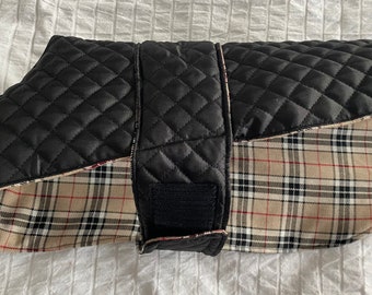 Reversible Water Resistant Quilted Dog Coat with a Fleece Checkered Lining *PLEASE READ DESCRIPTION *