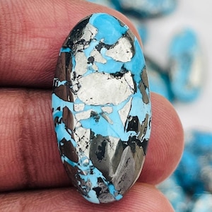 Natural Turquoise Oval Shape Gemstone, Persian Turquoise Cabochon, Size - 29x15x9 Mm, AAA+ Hand Polish Turquoise Making For Jewelry.