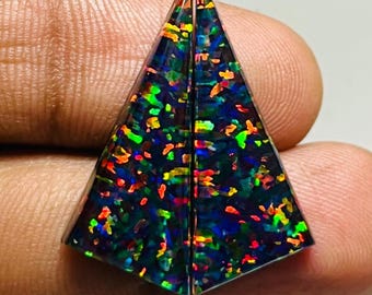 GENUINE AAA+ Black Fire Aurora Opal Pair, Size - 27X13X5 Mm, Gemstone Pair, Aurora Borealis Opal Pair Best For Earring.