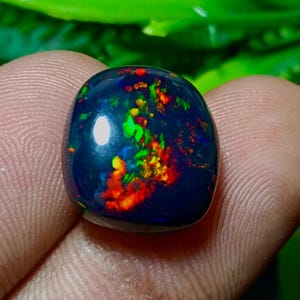 Black Ethiopian Opal Cabochon: Handmade Welo Fire Opal, 6.35 CT