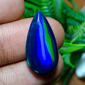 Top Quality Blue Fire Ethiopian Opal Cabochon Pear Shape 6.70 Ct. Welo Opal, Handmade Gemstone Size 24X12X5 Mm. Loose Opal, Best For Jewelry