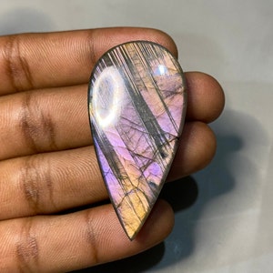 AAA++ Purple Flashy Fire Rare Labradorite Loose Gemstone Pear Shape Top Quality Purple Labradorite 54X27X8 MM Making For Pendant Jewelry