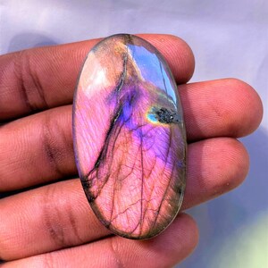 AAA Quality Purple Flashy Labradorite Oval Shape Cabochon Loose Gemstone Size 53X28X8 MM 110.00 Ct. For Making Silver & Wire Wrap Jewelry