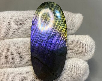 Oval Purple Flash Labradorite Cabochon for Jewelry Making (54x24x8 MM)