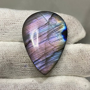 Top Quality Purple Flashy Labradorite Gemstone Cabochon Pear Shape Loose Gemstone Purple Labradorite Cabochon Making For Pendant Jewelry