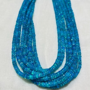 Cuentas de ópalo de Paraiba, cuentas de ópalo etíope, cuentas de ópalo azul, hilo de cuentas de ópalo, cuentas de ópalo, cuentas para mujeres, joyería de ópalo.