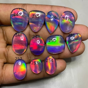 Aurora Opal Cabochon Loose Gemstone High Quality Aurora Opal Doublet Ethiopian Opal Cabochon Making For Silver Jewelry Aurora Opal Necklace