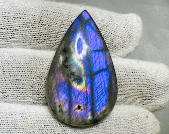 Multi Purple Fire Labradorite Gemstone Cabochon, Pear Shape, Wire Wrapping Jewelry Making