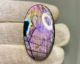 Purple Flash Labradorite Cabochon, Oval Gemstone (45X26X7 MM)