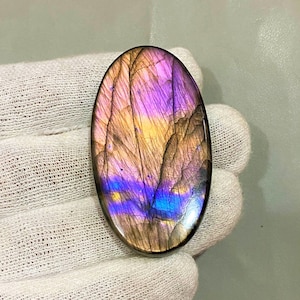 Classic Top Grade Quality Multi Purple Labradorite 100% Natural Oval Shape Cabochon Loose Gemstone For Making Jewelry 54X29X7 MM 112.00 Ct.