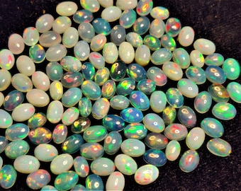 Natural Ethiopian Opal Lot Oval Shape Welo Fire Opal Sterling Ethiopian Opal Making For Jewelry Size 6X4 and 7X5 MM Ethiopian Opal Necklace