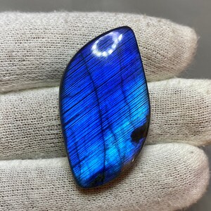 AAA+++ Blue Flashy Fire Labradorite Cabochon Leaf Shape Loose Gemstone Blue Labradorite Gemstone Cabochon Making For Jewelry Size 43X25X7 MM