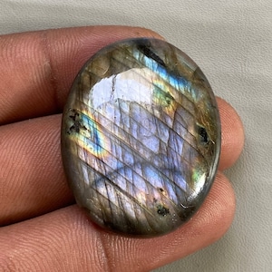 Top Grade Quality ~ Purple Flashy Labradorite Cabochon Size - 38X30X8 MM Beautiful Purple Labradorite Oval Shape Loose Gemstone Use For Her