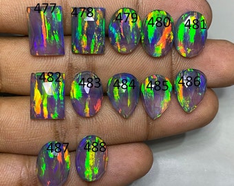 Top Quality Black Aurora Opal Cabochon Mix Shape Loose Gemstone Aurora Opal Doublet Rose Cut Aurora Opal Aurora Opal Ring Making For Jewelry