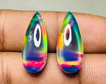 Rainbow Fire Aurora Opal Cabochon Paar Aurora Opal Edelsteen Opal Opal Ring Doublet Opal Fire Aurora Opal Ketting Maken Voor Hanger Sieraden