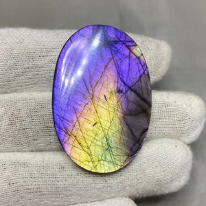 Natural Multi Purple Flashy Fire Labradorite Cabochon Loose Gemstone Multi Purple Labradorite Cabochon Making For Pendant Jewelry 46X31X7 MM