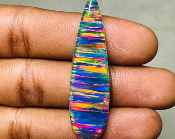 Attractive Aurora Opal Gemstone Rainbow Fire Gilson Aurora Opal Cabochon Loose Gemstone Opal Doublet Opal Jewelry Making For Pendant Jewelry