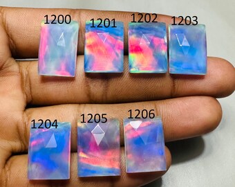 Top Quality Cut Aurora Opal Gemstone Opal Cabochon High Hand Polish Rose Cut Aurora Opal Doublet Use For Silver Jewelry Aurora Opal Necklace