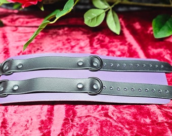 Black on Purple Full Grain Leather Hand Cuffs