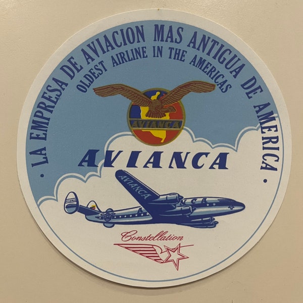 Vintage, original Avianca airline Constellation Airplane 1950's luggage sticker