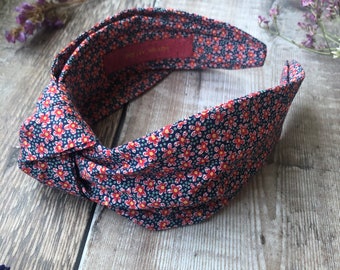 Diadema con estampado Liberty / Diadema anudada para mujer, turbante, estampado moteado Liberty London, regalo para buzón, banda ancha Alice