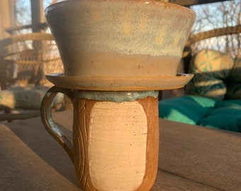 Handmade Ceramic Small Coffee Pour Over - Single Cup Coffee Maker - Ceramic Pour Over