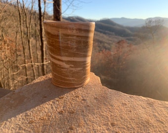 Marbled Clay Tumbler - Natural Clay Tumbler - Handmade Pottery Travel Mug