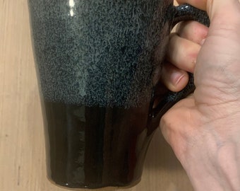 Tapered blue and black coffee mug - Handmade Coffee Mug