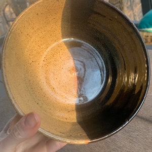 Two-toned bowl - black and brown bowl - earth tone bowl - cereal bowl - snack bowl - dinner bowl