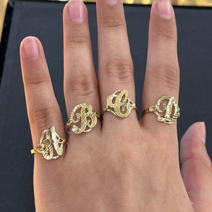 10k Real Gold Small Initial Ring, Women's Initial Ring, Letter Ring, Gold Alphabet Rings, Name Initial Ring, Small Cursive Letter Ring, Ring