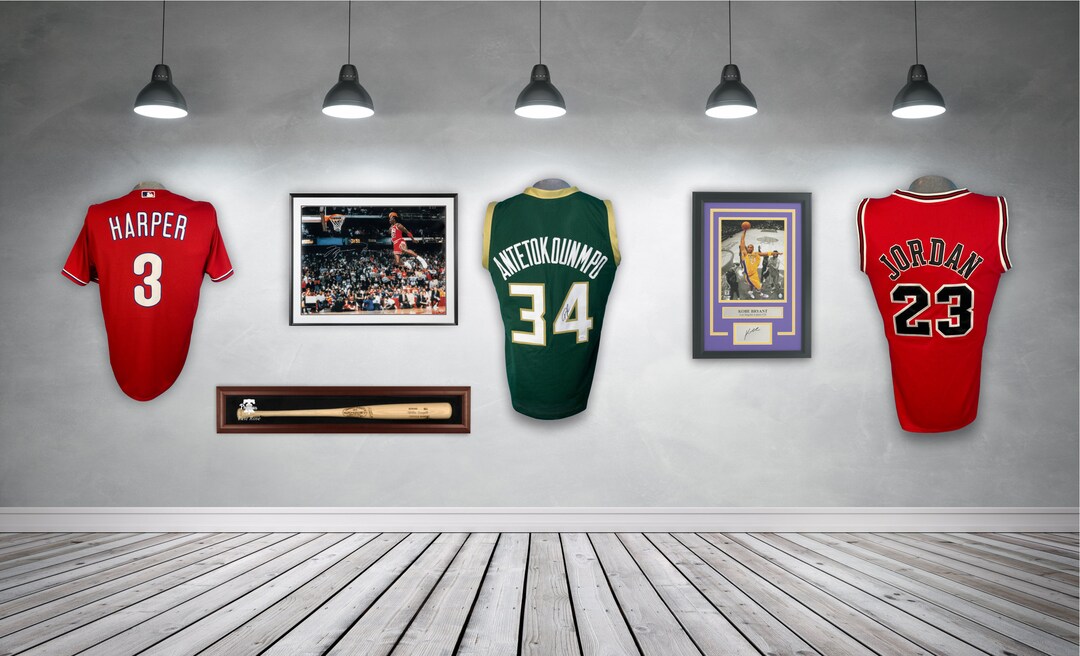 Jersey Display Wall Mount Baseball and Basketball Etsy