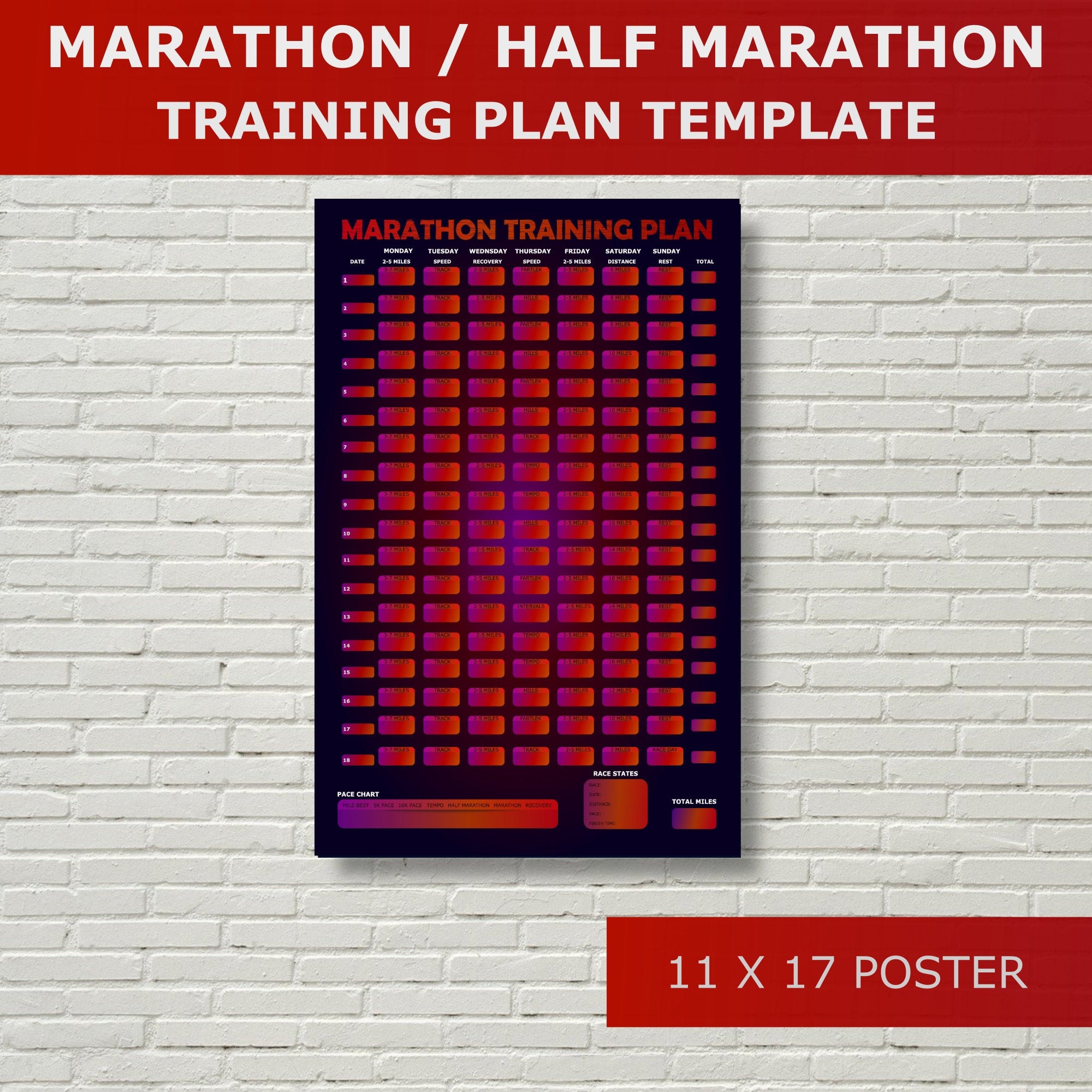 Marathon Training Plan Template | Etsy